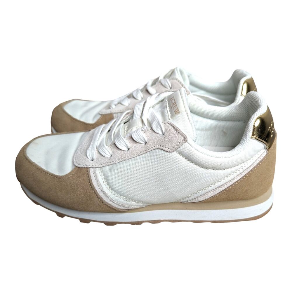 J Crew Women's Size 7 Tan White Fabric with Nubuck‎ Casual Sneakers BN870